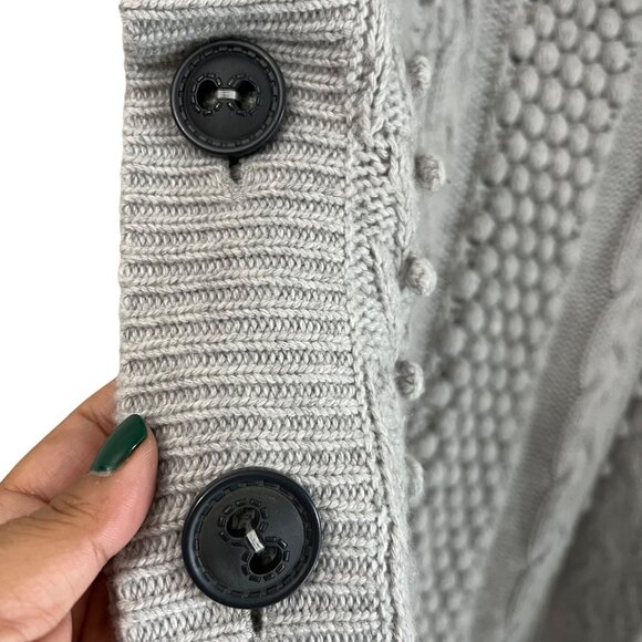 Autumn Cashmere Womens Gray Bobble Turtleneck Side Button Poncho Sweater Small - Picture 6 of 6